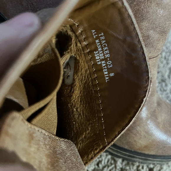 Bamboo Tracker 3 Ankle Boots Booties tan Chunky heel faux leather comfy size 8 - Picture 14 of 14